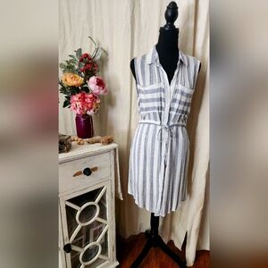 Passport Striped Midi Dress Blue and White Size Medium